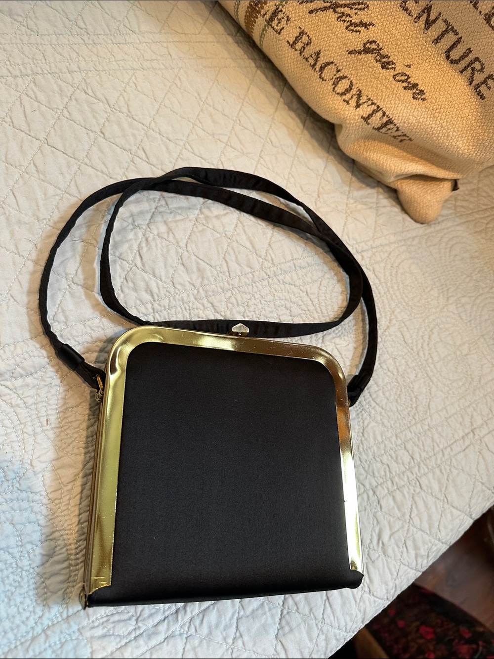 Vintage 1980’s Shirl MillerClassic Black block Bag with Gold Frame Accent